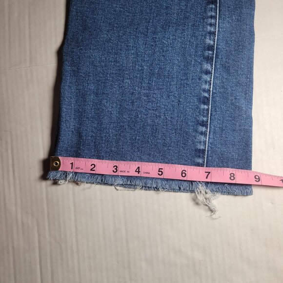 Madewell Womens Mid-Rise Kick Out Flare Raw-Hem Blue Cotton Blend Jeans Size 30 - Picture 9 of 11